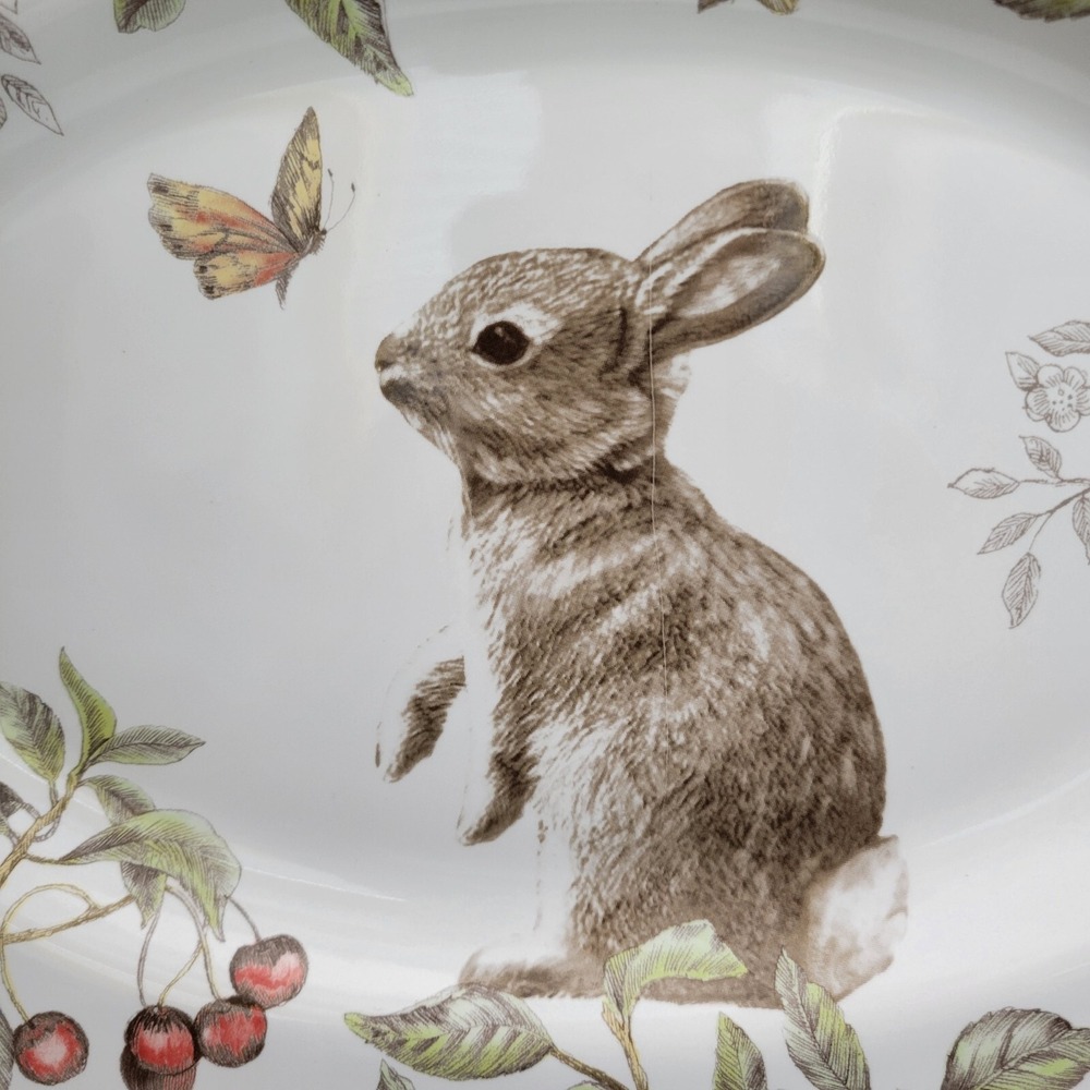 Pier 1 Imports Sofie the Bunny Serving Platter Scalloped Edge 14x10 Floral Print
